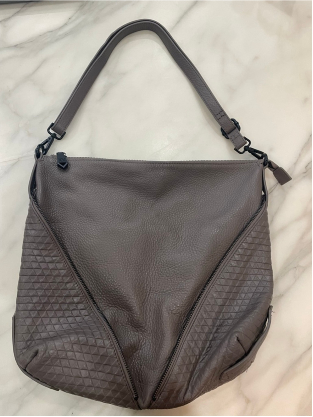 Christopher Kon Leather Hobo Bag Woven Slouchy Boho